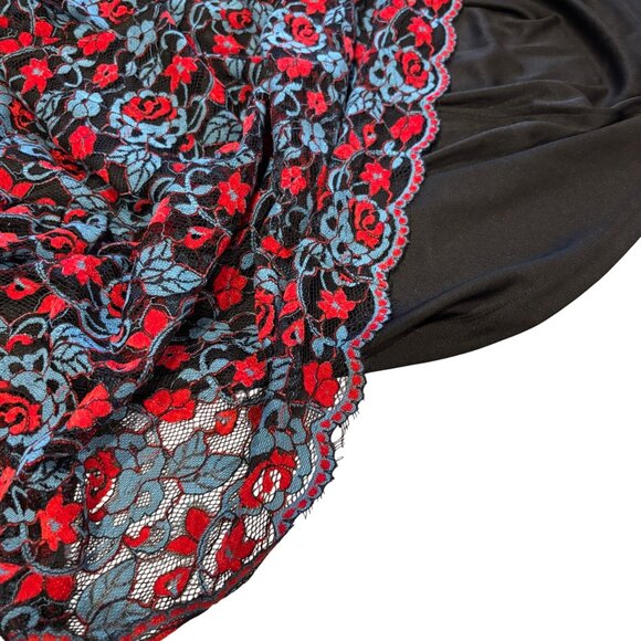 Suzanne Betro Weekends Floral Lace Lined Blouse Sz 1X Empire Waist Scalloped Edg - Picture 7 of 10